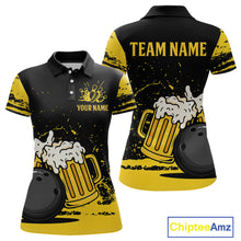 Load image into Gallery viewer, Custom Funny Beer Bowling Women Shirts Bowling Uniform Polo &amp; 1/4 Zip Bowling Team Jerseys HNT98