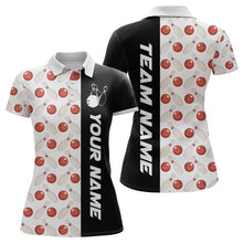 Load image into Gallery viewer, White Bowling Pattern Custom Women Bowling Polo &amp; Quarter-Zip Shirts Bowling Team Jerseys HNT45