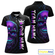 Load image into Gallery viewer, Purple Skull Bowling Custom Women Bowling Shirt Polo &amp; Quarter-Zip Bowling Team Jerseys HNT51