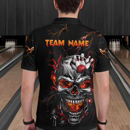 Thunder Bowling Jerseys Men Polo & 1/4 Zip Shirt Skull Bowling Shirt for Men HNT01