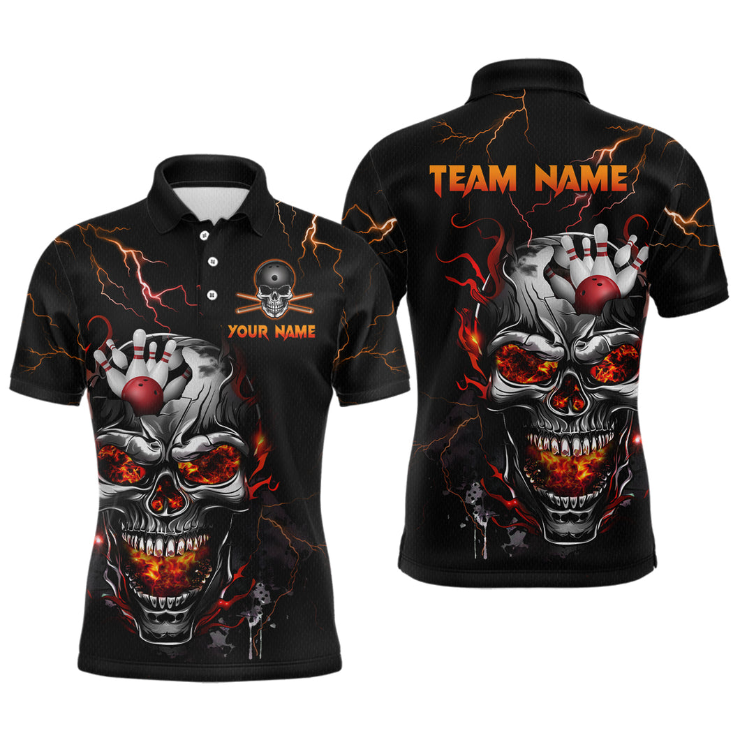 Thunder Bowling Jerseys Men Polo & 1/4 Zip Shirt Skull Bowling Shirt for Men HNT01