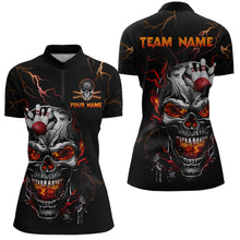 Load image into Gallery viewer, Thunder Bowling Jerseys Women Polo &amp; 1/4 Zip Shirt Skull Bowling Shirt for Women HNT01