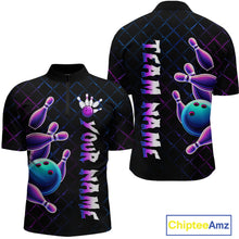 Load image into Gallery viewer, Neon Bowling Custom Men Bowling Shirt Polo &amp; Quarter-Zip Bowling Team Jerseys HNT70
