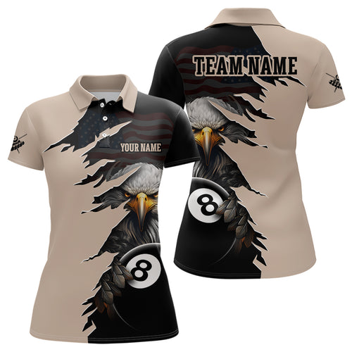 Personalized Funny American Flag Eagle Billiard Jersey for Women Billiard Shirt Billiard Gifts Polo & 1/4 Zip NNT14