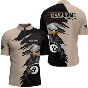 Personalized Funny American Flag Eagle Billiard Jersey for Men Billiard Shirt Billiard Gifts Polo & 1/4 Zip NNT14