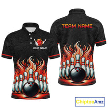 Load image into Gallery viewer, Flame Bowling Custom Men Bowling Shirt Polo &amp; Quarter-Zip Bowling Team Jerseys HNT56