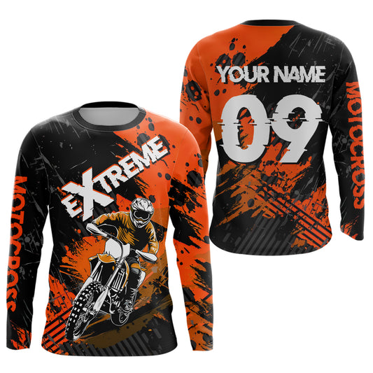 Orange Motocross Jersey Extreme Racing Jersey Kid Adult UPF30+ Custom Youth Motorcycle Shirt DNT85