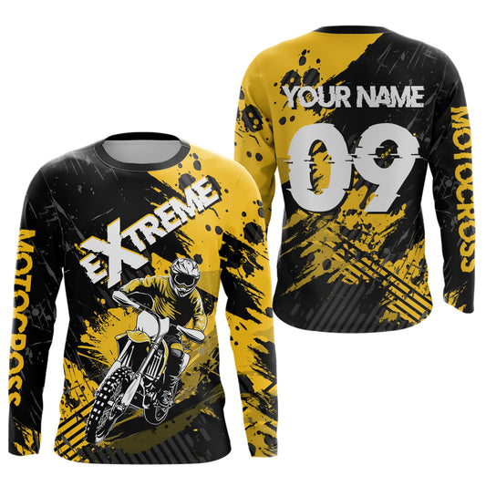 Yellow Motocross Jersey Extreme Racing Jersey Kid Adult UPF30+ Custom Youth Motorcycle Shirt DNT85
