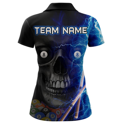 Custom Skull Thunder Billiard Shirts for Women Billiard Team Jerseys Polo & 1/4 Zip Shirts NNT44