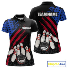 Load image into Gallery viewer, Custom Funny US Flag Bowling Jersey for Women Bowling Uniform Polo &amp; 1/4 Zip Bowling Team Shirts HNT126