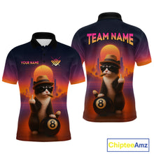 Load image into Gallery viewer, Custom Funny Cat 8 Ball Billiard Jersey for Men Billiard Uniform Polo &amp; 1/4 Zip Billiard Team Shirts NNT80