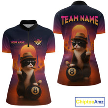 Load image into Gallery viewer, Custom Funny Cat 8 Ball Billiard Jersey for Women Billiard Uniform Polo &amp; 1/4 Zip Billiard Team Shirts NNT80