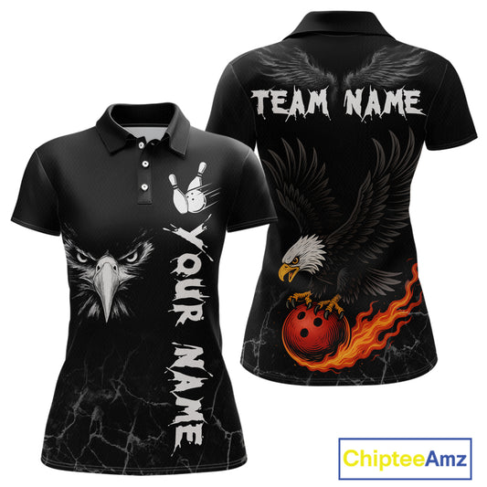 Custom Black Eagle Bowling Women Bowling Shirt Polo & Quarter-Zip Bowling Team Jerseys HNT77