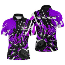 Load image into Gallery viewer, Custom Purple Bowling Jersey for Men Bowling Uniform Polo &amp; 1/4 Zip Bowling Team Shirts HNT105