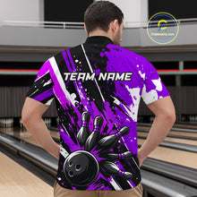 Load image into Gallery viewer, Custom Purple Bowling Jersey for Men Bowling Uniform Polo &amp; 1/4 Zip Bowling Team Shirts HNT105