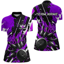 Load image into Gallery viewer, Custom Purple Bowling Jersey for Women Bowling Uniform Polo &amp; 1/4 Zip Bowling Team Shirts HNT105