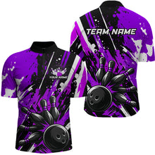 Load image into Gallery viewer, Custom Purple Bowling Jersey for Men Bowling Uniform Polo &amp; 1/4 Zip Bowling Team Shirts HNT105