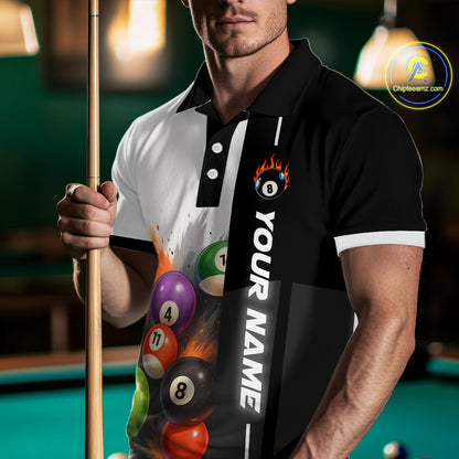 Personalized Men Billiard Shirts Ball Pool Polo & 1/4 Zip Billiard Team Jerseys Billiard Shirt NNT59