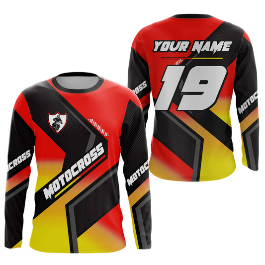 Red Motocross Shirts UPF30+Custom Dirt Bike Jersey Off-Road Shirt Kid Men Women DNT57
