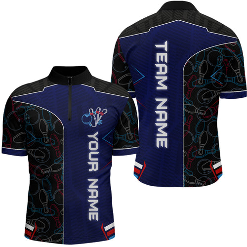 Bowling Jersey for Men Personalized Bowling Gifts for Men Bowling Team Shirts with Name Polo & 1/4 Zip HNT29