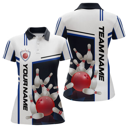 Bowling Jersey for Women Custom Bowling Team Shirts with Name Bowling League Polo & 1/4 Zip HNT30