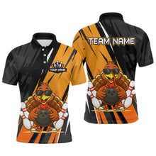 Load image into Gallery viewer, Custom Orange Funny Turkey Bowling Jersey for Men Polo &amp; 1/4 Zip Thanksgiving Bowling Team Shirts HNT124