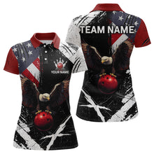 Load image into Gallery viewer, US Flag Eagle Custom Name Bowling Team Shirts For Women Bowling League Polo &amp; 1/4 Zip Shirt HNT06