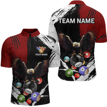 Load image into Gallery viewer, Eagle Custom Red Billiard Team Shirts For Men Bowling League Polo &amp; 1/4 Zip Shirt NNT20