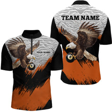 Load image into Gallery viewer, Funny Eagle Personalized Orange Camo Billiard 8 Ball Team Shirts For Men Billiard League Polo &amp; 1/4 Zip Shirt NNT28
