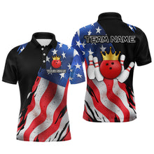 Load image into Gallery viewer, Custom US Flag Crown Bowling Men Bowling Shirt Polo &amp; Quarter-Zip Bowling Team Jerseys HNT85