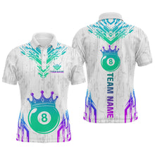 Load image into Gallery viewer, Custom White Neon 8 Ball Crown Billiard Shirts for Men and Team Polo &amp; 1/4 Zip Shirts NNT48