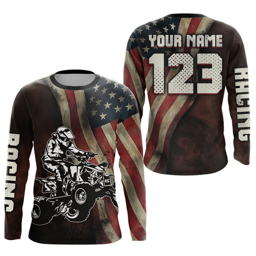 Custom US Flag ATV Motocross Quad Bike Jersey Racing Jersey Kid Adult UPF30+Off-Road Shirt ATV Shirt DNT13