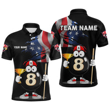 Load image into Gallery viewer, US Flag Funny 8 Ball Billiard Jersey Men Billiard Shirt for Men Team Polo &amp; 1/4 Zip NNT12