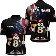 Load image into Gallery viewer, US Flag Funny 8 Ball Billiard Jersey Men Billiard Shirt for Men Team Polo &amp; 1/4 Zip NNT12