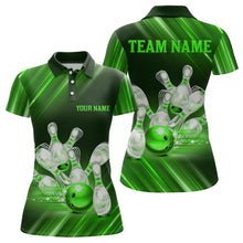 Load image into Gallery viewer, Custom Green Bowling Jersey for Women Bowling Team Shirts Bowling Uniform Polo &amp; 1/4 Zip HNT162