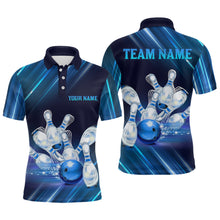 Load image into Gallery viewer, Custom Blue Bowling Jersey for Men Bowling Team Shirts Bowling Uniform Polo &amp; 1/4 Zip HNT162