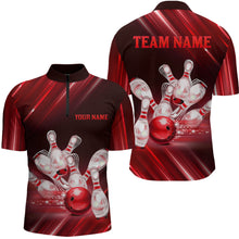 Load image into Gallery viewer, Custom Red Bowling Jersey for Men Bowling Team Shirts Bowling Uniform Polo &amp; 1/4 Zip HNT162