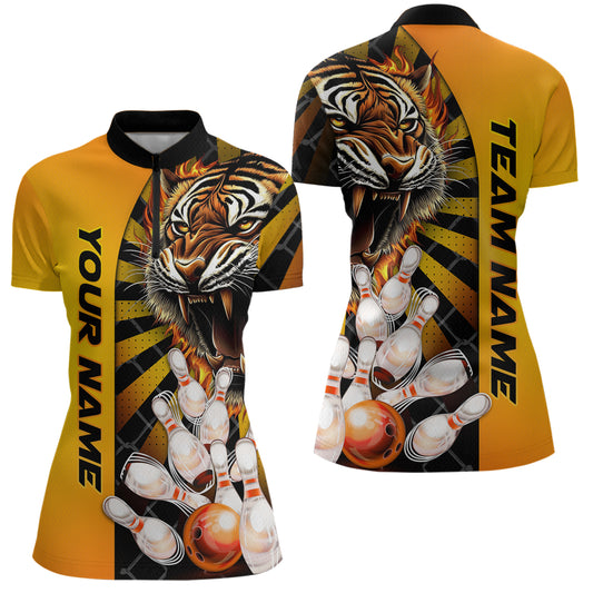 Yellow Tiger Bowling Custom Women Bowling Polo & Quarter-Zip Bowling Team Jerseys HNT44