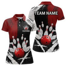 Load image into Gallery viewer, Custom Red Bowling Shirts for Women Polo &amp; Quarter-Zip Bowling Team Bowling League HNT83