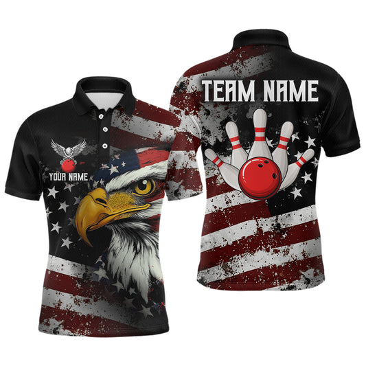 Custom US Eagle Bowling Jersey for Men Bowling Team Shirts Bowling Uniform Polo & 1/4 Zip HNT160