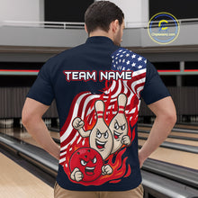 Load image into Gallery viewer, Custom American Flag Bowling Men Polo &amp; 1/4 Zip Shirts Funny Flame Bowling Team Jerseys HNT92