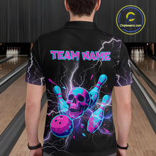 Load image into Gallery viewer, Custom Thunder Skull Flame Bowling Men Polo &amp; 1/4 Zip Shirts Bowling Team Jerseys HNT93