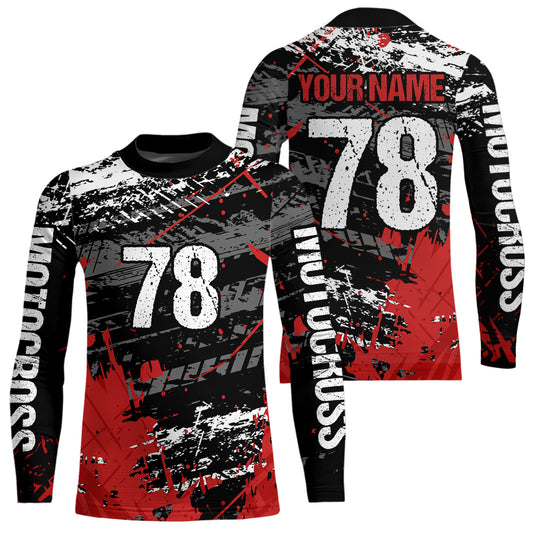 Youth Red Dirt Bike Jersey Off-Road Shirt Custom Motocross Jersey UPF30+ Kid Men Women DNT81