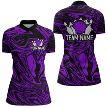 Load image into Gallery viewer, Custom Purple Bowling Women Bowling Shirt Polo &amp; Quarter-Zip Bowling Team Jerseys HNT81