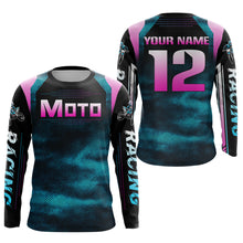 Load image into Gallery viewer, Turquoise Motocross Racing Jersey UPF30+ MX Racing Dirt Bike Jersey Kid Men Women DNT04