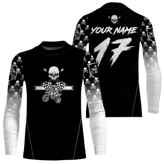 Custom Black Skull Motocross Shirts for Kid Adults Youth Motocross Jersey UPF30+Dirt Bike DNT70