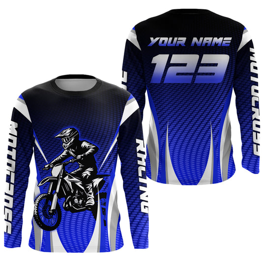 Blue Youth Dirt Bike Jersey Custom Motocross Jersey Men Women Kid Upf30+ Off-Road Jersey DNT75