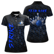 Load image into Gallery viewer, Custom Strike Blue Bowling Women Bowling Shirt Polo &amp; Quarter-Zip Bowling Team Jerseys HNT79
