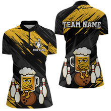 Load image into Gallery viewer, Custom Funny Beer Bowling Jersey for Women Bowling Uniform Polo &amp; 1/4 Zip Bowling Team Shirts HNT107