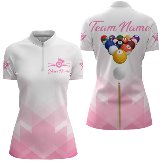 Custom Women 8 Ball Billiard Jersey Billiard Team Shirt Billiard League Polo & 1/4 Zip NNT100
